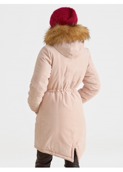 Слингокуртка зимняя - парка для беременных 3 в 1 с мехом, пудровый