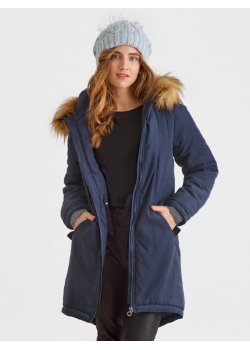 Слингокуртка зимняя - парка для беременных 3 в 1 с мехом, синий