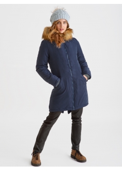 Слингокуртка зимняя - парка для беременных 3 в 1 с мехом, синий