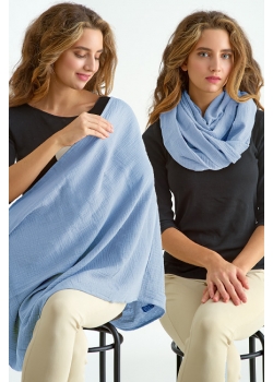 Накидка для кормления (милк-снуд) муслиновая, Denim