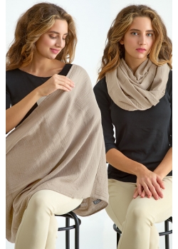 Накидка для кормления (милк-снуд) муслиновая, телесный