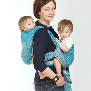 Слинг-шарф: намотка для двойни - простой крест+рюкзак