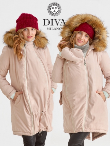 Слингокуртка зимняя - парка для беременных 3 в 1 с мехом, пудровый Слингокуртка зимняя - парка для беременных 3 в 1 с мехом, пудровый