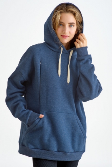 Худи (толстовка) для кормящих и беременных из футера Diva Milano, Blu