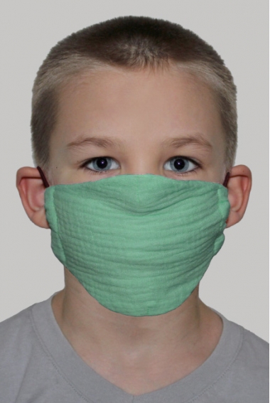 Многоразовая маска медицинская детская муслиновая, Green Mint