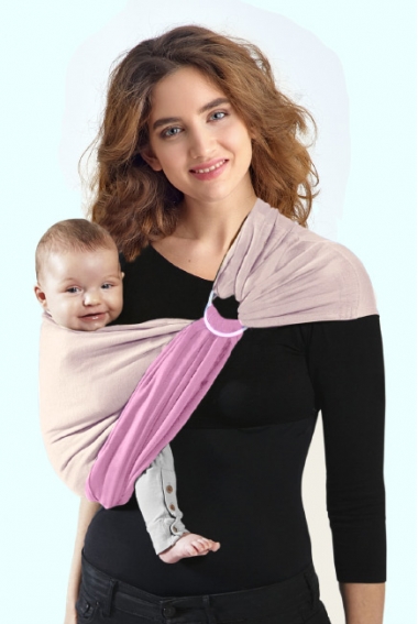 Слинг с кольцами трикотажный Diva Stretchy Pink/Beige Слинг с кольцами трикотажный Diva Stretchy Pink/Beige